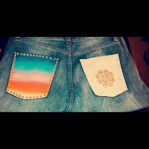 Hand painted jcrew jeans size 28, lightly worn